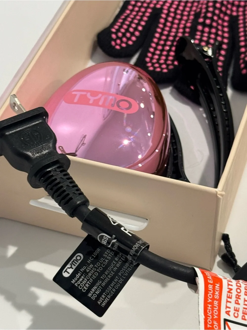 Tymo Ring Hair Straightening Comb - Black with Pink Accents